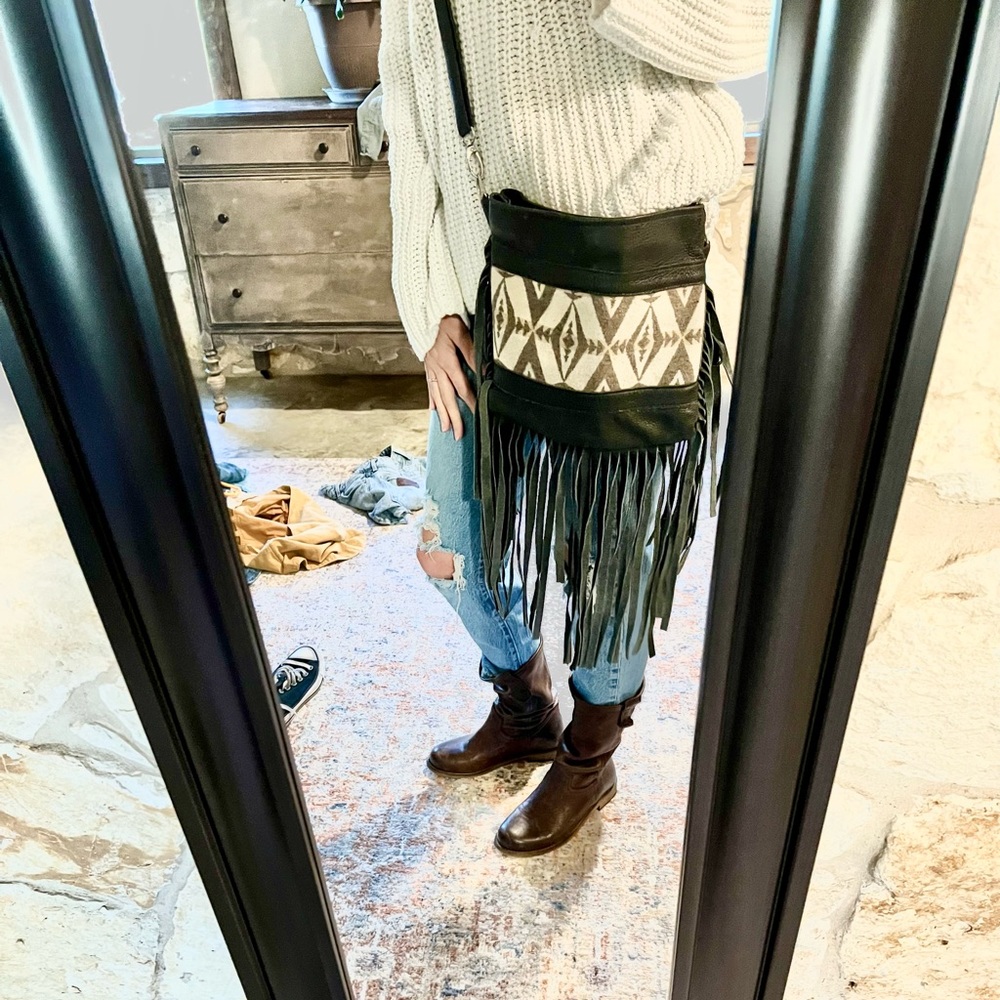 TTL leather Pendleton wool purse crossbody